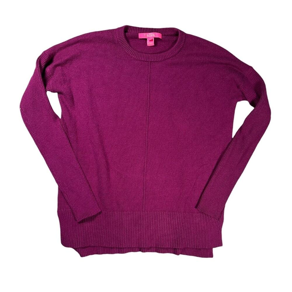 Lilly Pulitzer Sweater S Long Sleeve Crewneck Pullover Purple Knit Casual Preppy